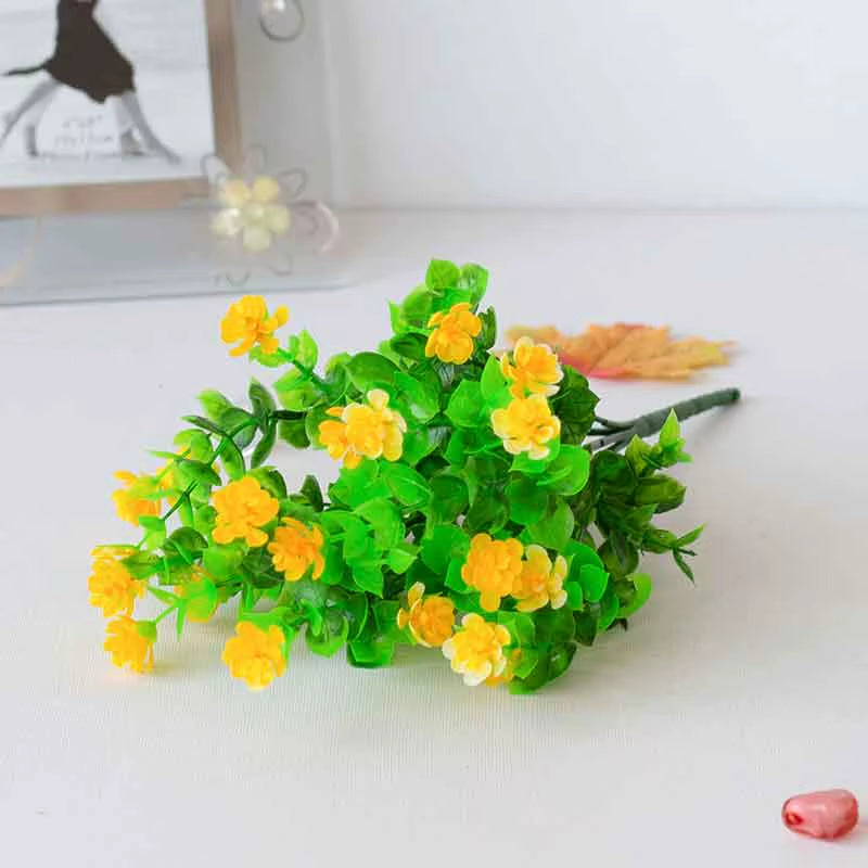 1 Bundle Outdoor Artificial Flowers UV Resistant Greenery Shrubs Plants Fake Flower Greenery for Office Wedding Garden Decor
