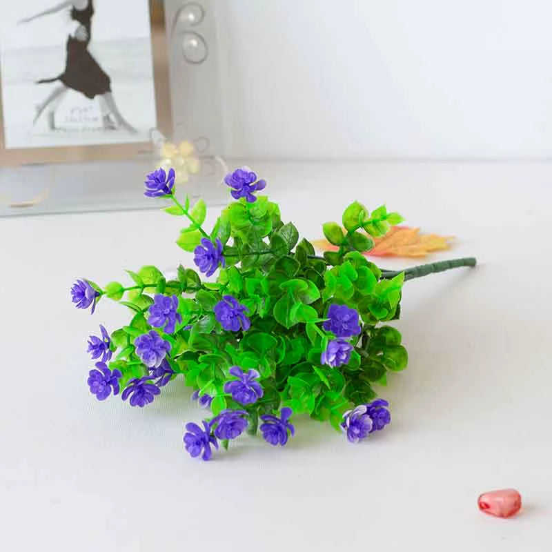 1 Bundle Outdoor Artificial Flowers UV Resistant Greenery Shrubs Plants Fake Flower Greenery for Office Wedding Garden Decor