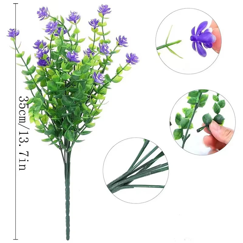 1 Bundle Outdoor Artificial Flowers UV Resistant Greenery Shrubs Plants Fake Flower Greenery for Office Wedding Garden Decor