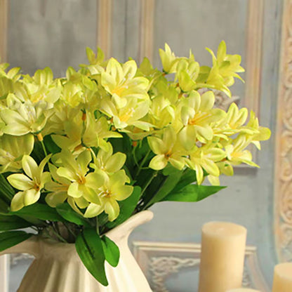Lovely Artificial Mini Lily Flower Bouquet Home Wedding Decor 24 Flowers on 1 Piece Fake Flowers for Desktop Office Home Decor