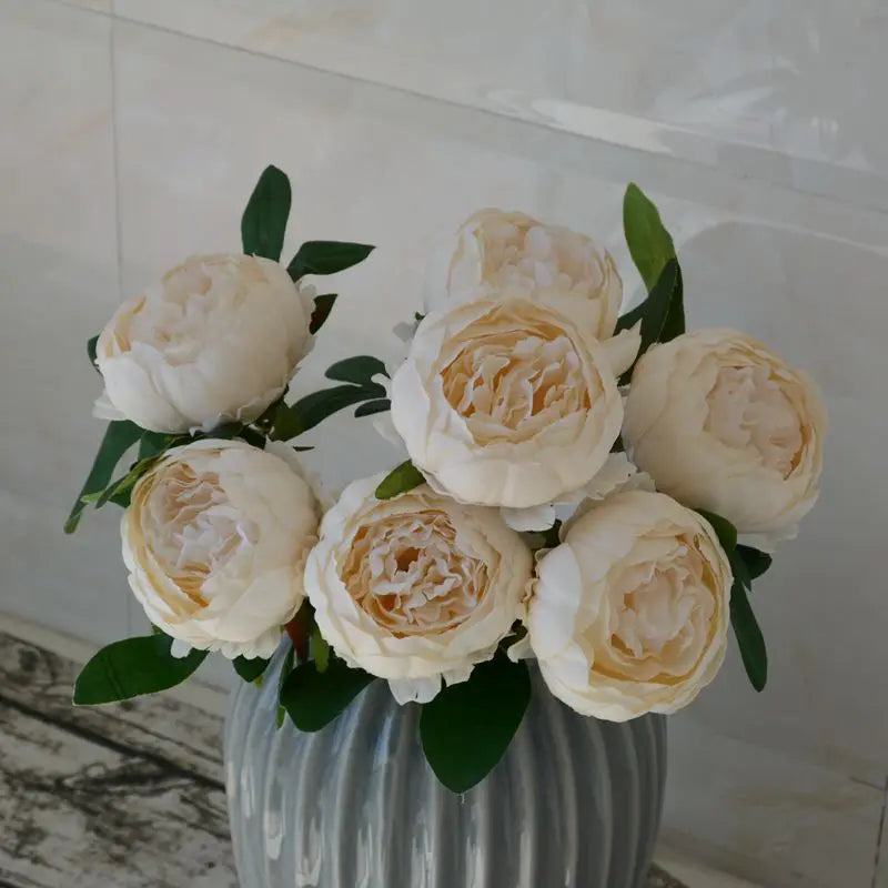 Silk Artificial Peony Bouquet Flowers Decoration 7 Heads Pink Blue Red White Artificial Fake Peonies Flowers Home Decor