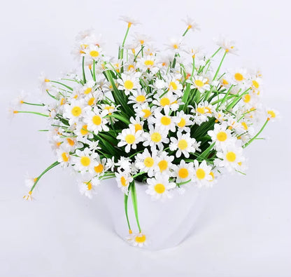 1 Bundles Outdoor Artificial Daisies Fake Flowers UV Resistant Shrubs, Hanging Plants Garden Porch Home Wedding Farmhouse Decor