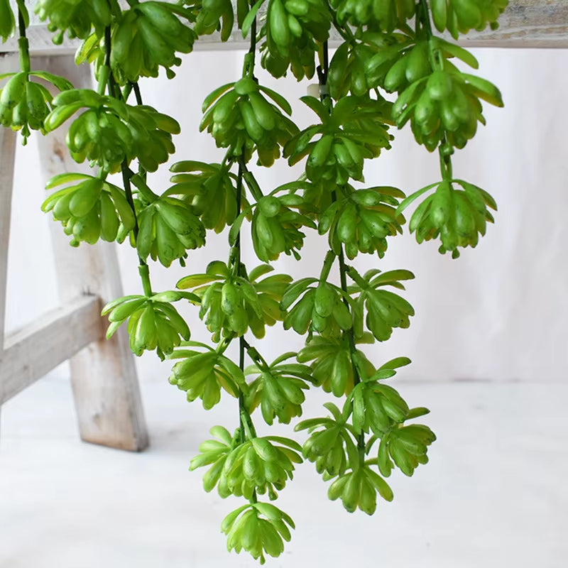 Artificial Succulents Wall Hanging Plant Vine Plastic Green Plant Pearl Lotus Rattan Garden Home Outdoor Decoration Flower