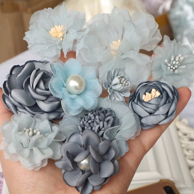 10Pcs/Set Mix Fabric Flowers Simulation Flower Head Decoration Flowers for DIY Accessories