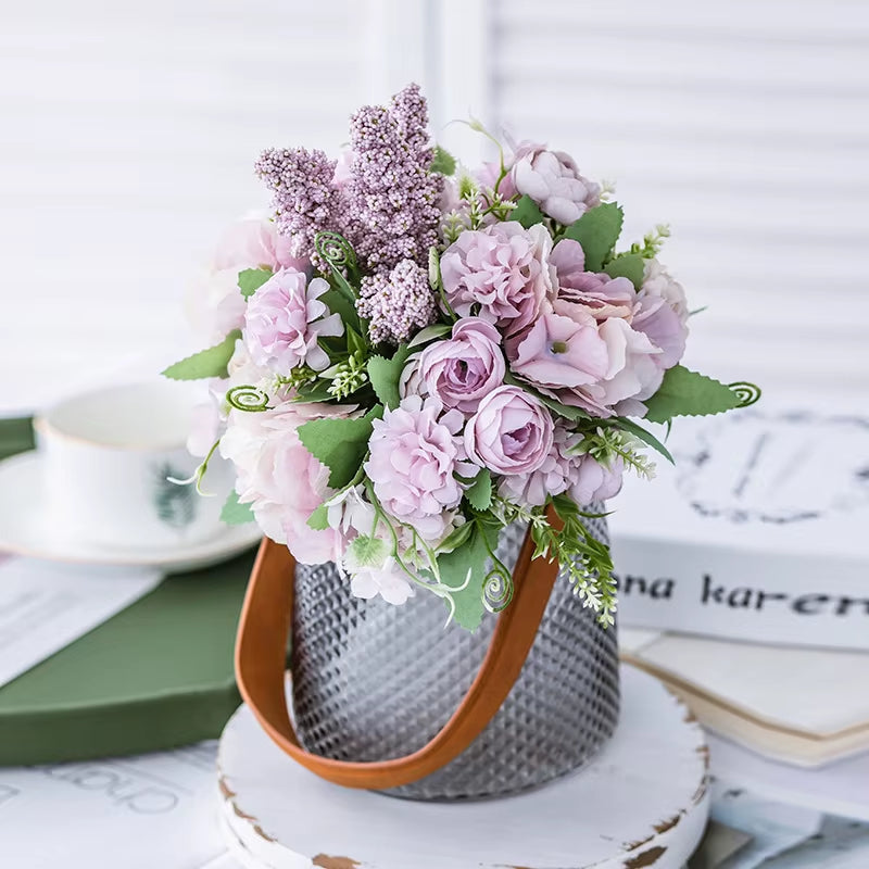 Nordic Artificial Flower Rose Holding Wedding Bouquet Silk Flower for Home Party Table Decoration Fall Decorations Fake Flower