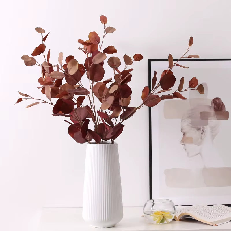1 PC Artificial Eucalyptus Forest Apple Leaf Wedding Home Decoration Fake Plant Autumn Eucalyptus Branch Plastic Plant Decor