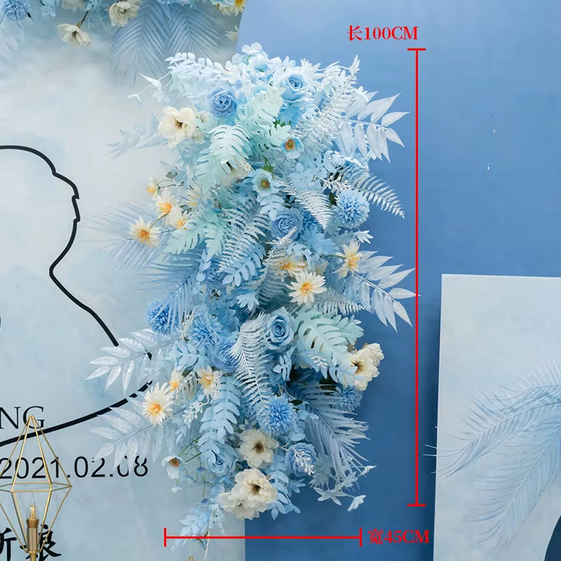 Artificial Flower Row Wedding Floral Arrangement, Blue Series, Table Flower Row, Road Lead, T Stage Backdrop, Custom Flower Ball