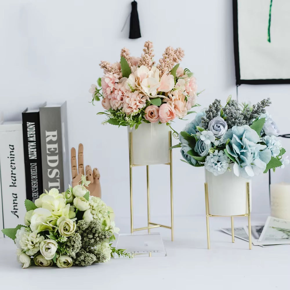 Nordic Artificial Flower Rose Holding Wedding Bouquet Silk Flower for Home Party Table Decoration Fall Decorations Fake Flower