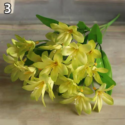 Lovely Artificial Mini Lily Flower Bouquet Home Wedding Decor 24 Flowers on 1 Piece Fake Flowers for Desktop Office Home Decor