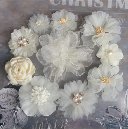 10Pcs/Set Mix Fabric Flowers Simulation Flower Head Decoration Flowers for DIY Accessories