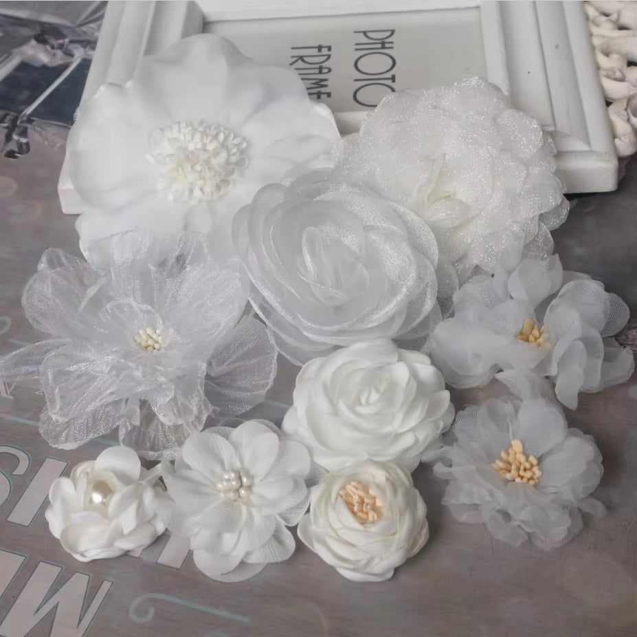 10Pcs/Set Mix Fabric Flowers Simulation Flower Head Decoration Flowers for DIY Accessories