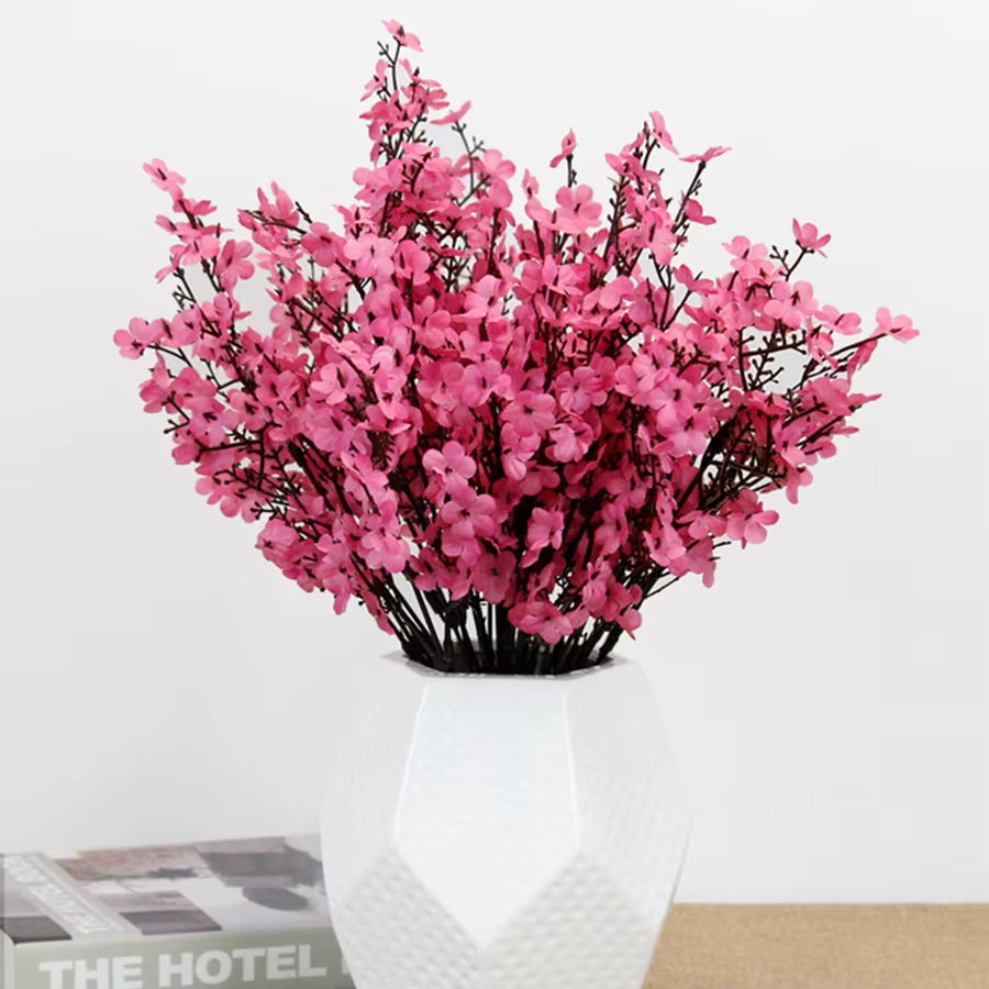 Silk White Cherry Blossom Artificial Flowers Artificial Flowers Bouquet for Wedding Home Room Decoration Babysbreath Wholesale