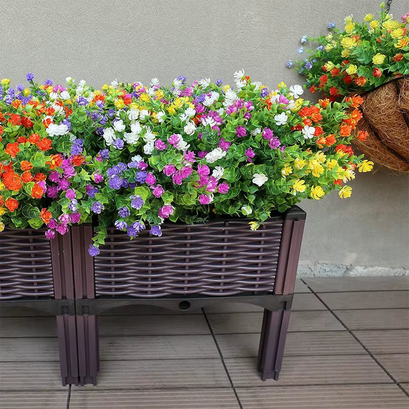 1 Bundle Outdoor Artificial Flowers UV Resistant Greenery Shrubs Plants Fake Flower Greenery for Office Wedding Garden Decor