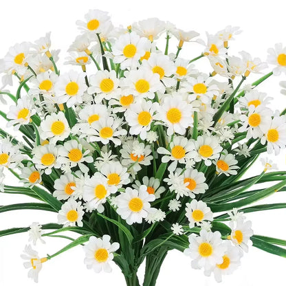 1 Bundles Outdoor Artificial Daisies Fake Flowers UV Resistant Shrubs, Hanging Plants Garden Porch Home Wedding Farmhouse Decor