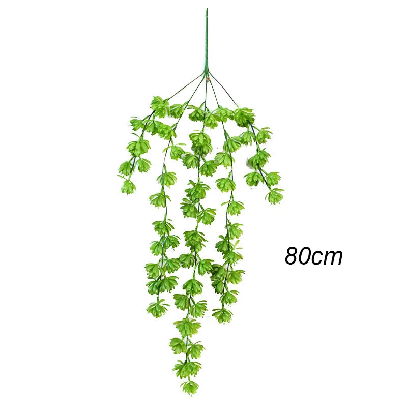 Artificial Succulents Wall Hanging Plant Vine Plastic Green Plant Pearl Lotus Rattan Garden Home Outdoor Decoration Flower