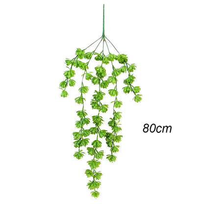 Artificial Succulents Wall Hanging Plant Vine Plastic Green Plant Pearl Lotus Rattan Garden Home Outdoor Decoration Flower