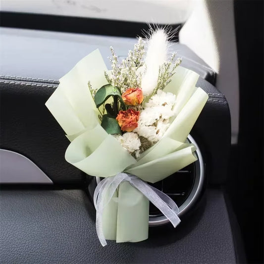 Creativity Dried Flowers Bouquet Car Perfume Air Vent Clip Mini Bouquet Eternal Flower Car Accessories Interior Ornament