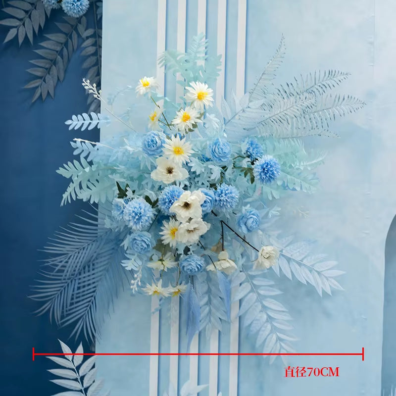 Artificial Flower Row Wedding Floral Arrangement, Blue Series, Table Flower Row, Road Lead, T Stage Backdrop, Custom Flower Ball