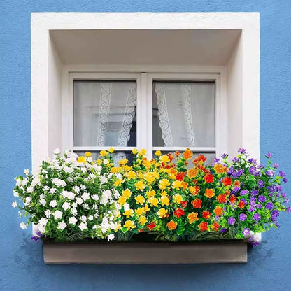 1 Bundle Outdoor Artificial Flowers UV Resistant Greenery Shrubs Plants Fake Flower Greenery for Office Wedding Garden Decor