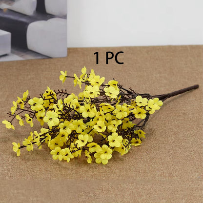 Silk White Cherry Blossom Artificial Flowers Artificial Flowers Bouquet for Wedding Home Room Decoration Babysbreath Wholesale