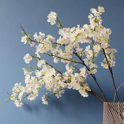 Cherry Blossom Long Branch Pink Room Decor Artificial Flowers Bedroom Decoration Flores Deco Mariage Wedding White Floral