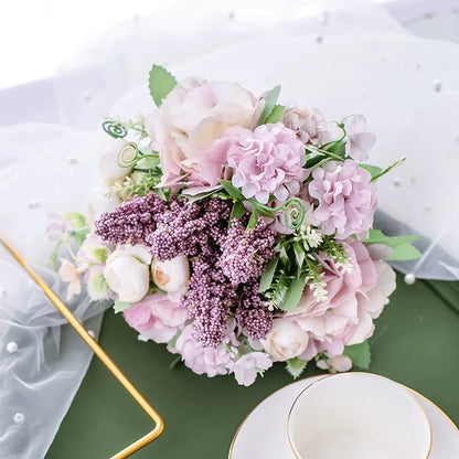 Nordic Artificial Flower Rose Holding Wedding Bouquet Silk Flower for Home Party Table Decoration Fall Decorations Fake Flower