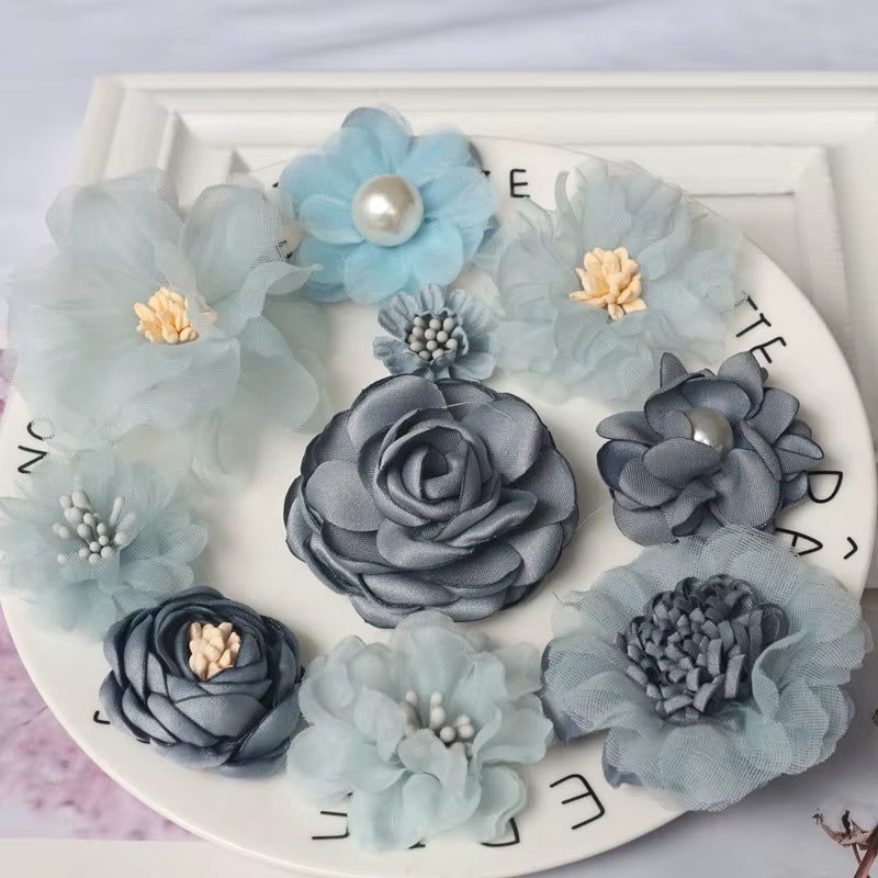 10Pcs/Set Mix Fabric Flowers Simulation Flower Head Decoration Flowers for DIY Accessories