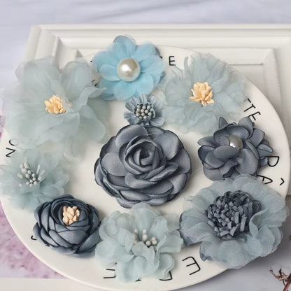 10Pcs/Set Mix Fabric Flowers Simulation Flower Head Decoration Flowers for DIY Accessories