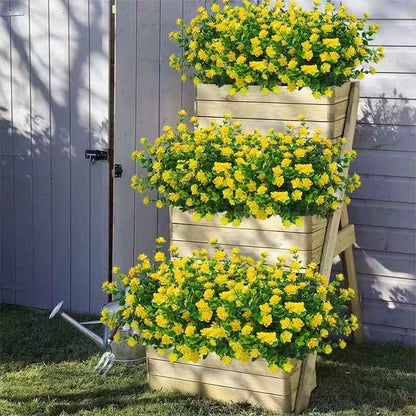 1 Bundle Outdoor Artificial Flowers UV Resistant Greenery Shrubs Plants Fake Flower Greenery for Office Wedding Garden Decor