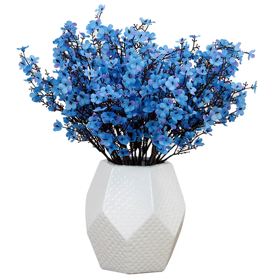 Silk White Cherry Blossom Artificial Flowers Artificial Flowers Bouquet for Wedding Home Room Decoration Babysbreath Wholesale
