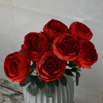 Silk Artificial Peony Bouquet Flowers Decoration 7 Heads Pink Blue Red White Artificial Fake Peonies Flowers Home Decor