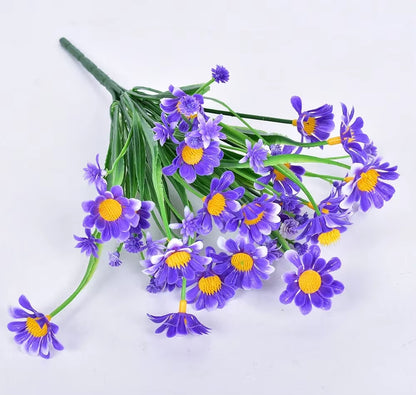 1 Bundles Outdoor Artificial Daisies Fake Flowers UV Resistant Shrubs, Hanging Plants Garden Porch Home Wedding Farmhouse Decor