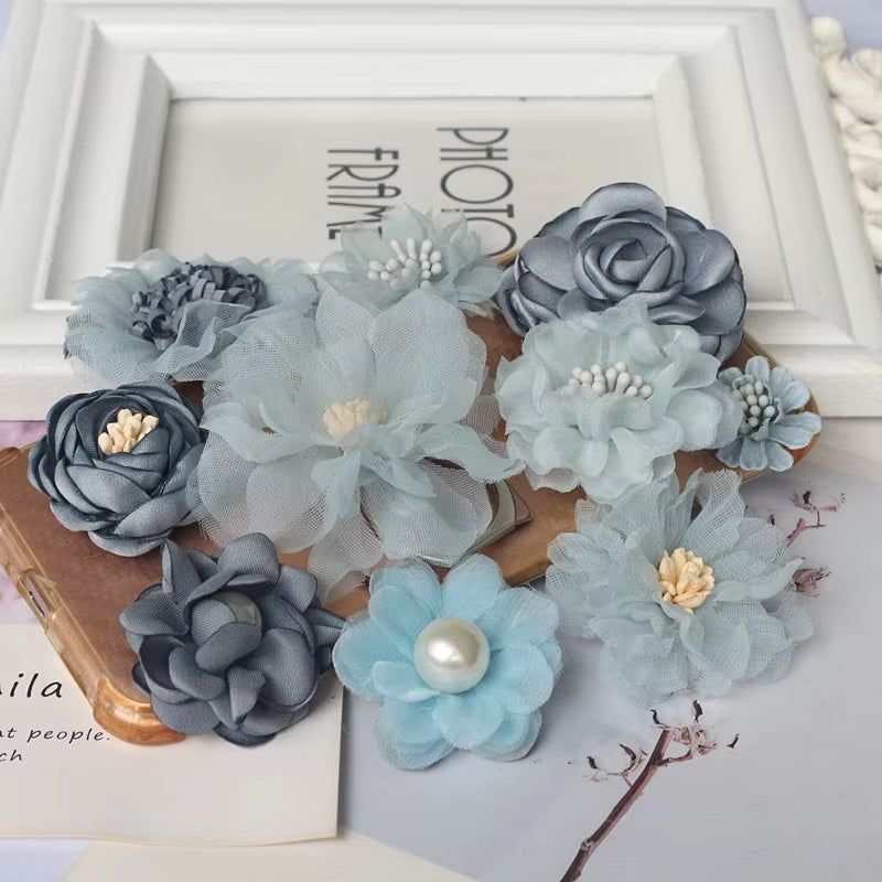 10Pcs/Set Mix Fabric Flowers Simulation Flower Head Decoration Flowers for DIY Accessories