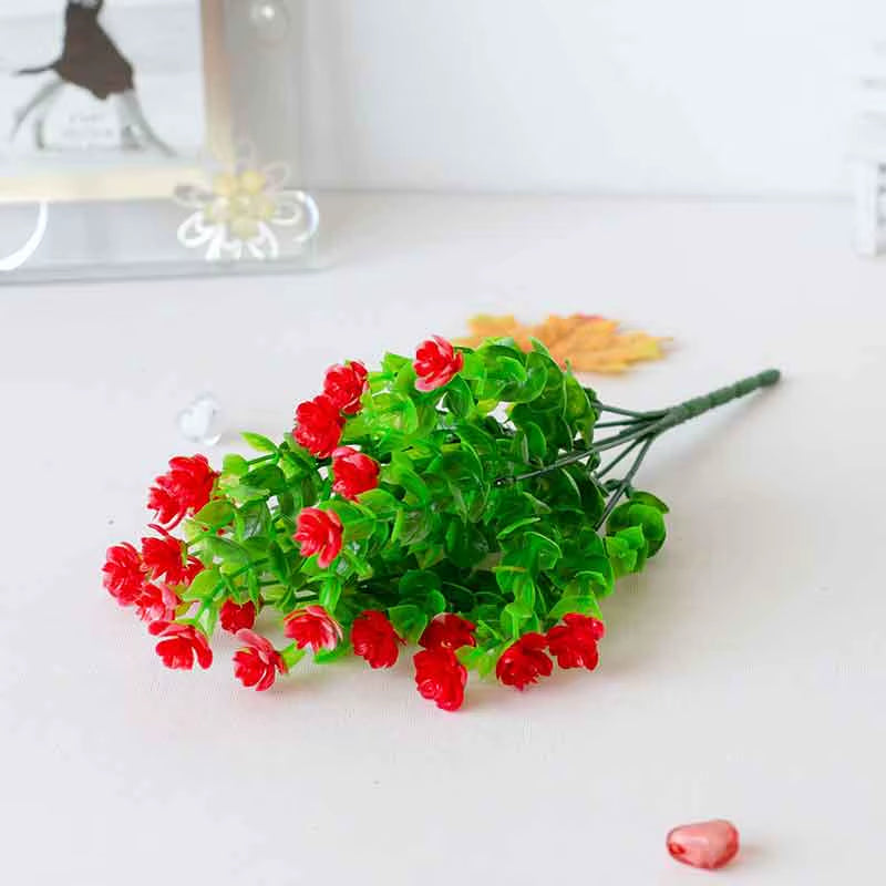1 Bundle Outdoor Artificial Flowers UV Resistant Greenery Shrubs Plants Fake Flower Greenery for Office Wedding Garden Decor