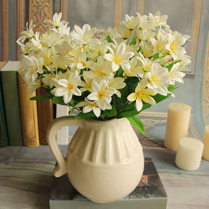 Lovely Artificial Mini Lily Flower Bouquet Home Wedding Decor 24 Flowers on 1 Piece Fake Flowers for Desktop Office Home Decor