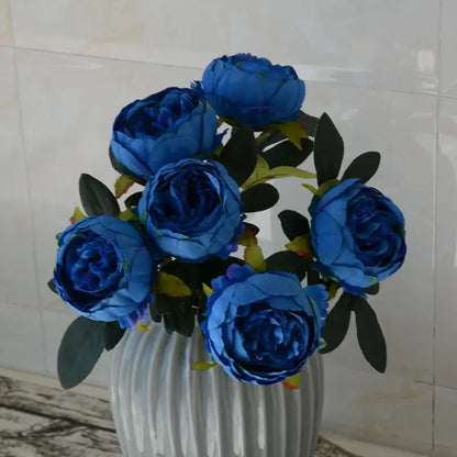 Silk Artificial Peony Bouquet Flowers Decoration 7 Heads Pink Blue Red White Artificial Fake Peonies Flowers Home Decor