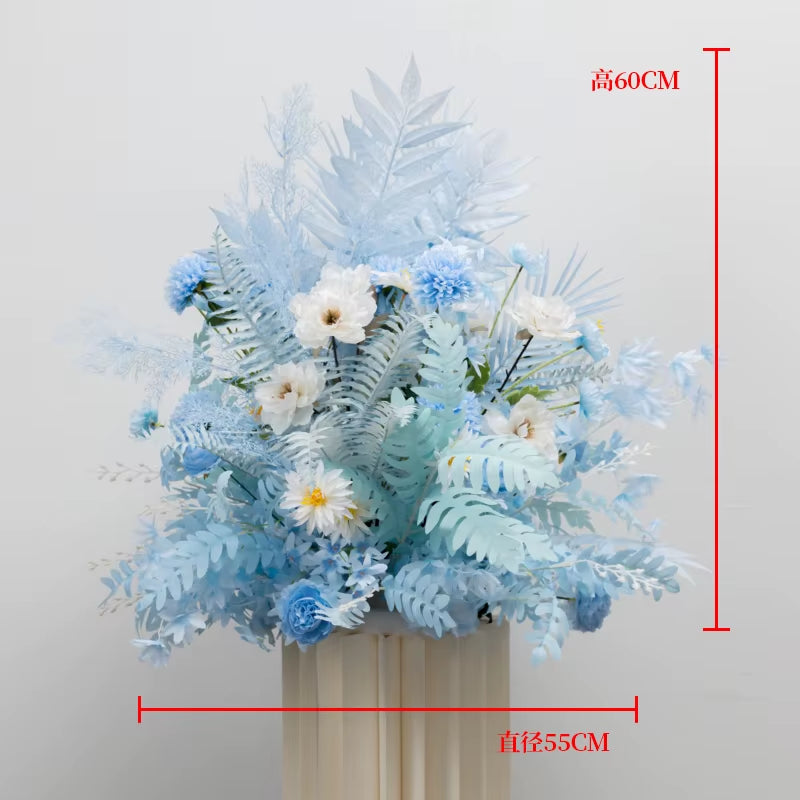 Artificial Flower Row Wedding Floral Arrangement, Blue Series, Table Flower Row, Road Lead, T Stage Backdrop, Custom Flower Ball