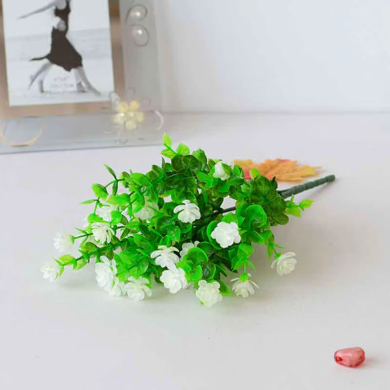 1 Bundle Outdoor Artificial Flowers UV Resistant Greenery Shrubs Plants Fake Flower Greenery for Office Wedding Garden Decor