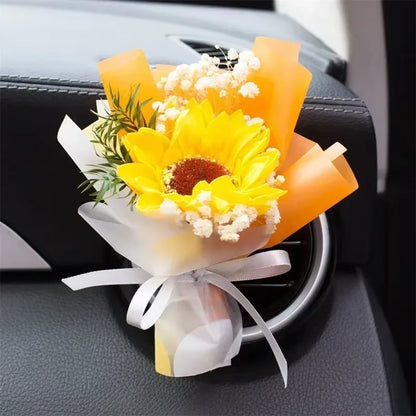 Creativity Dried Flowers Bouquet Car Perfume Air Vent Clip Mini Bouquet Eternal Flower Car Accessories Interior Ornament