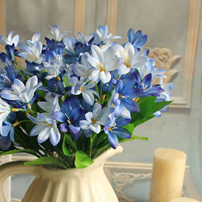 Lovely Artificial Mini Lily Flower Bouquet Home Wedding Decor 24 Flowers on 1 Piece Fake Flowers for Desktop Office Home Decor