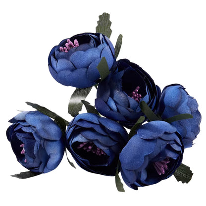 6Pcs/Lot Simulation Silk Cloth Bouquet Bride Holding Flowers Decorative Flowers (Royal Blue Purple Heart)Single Flower Diameter