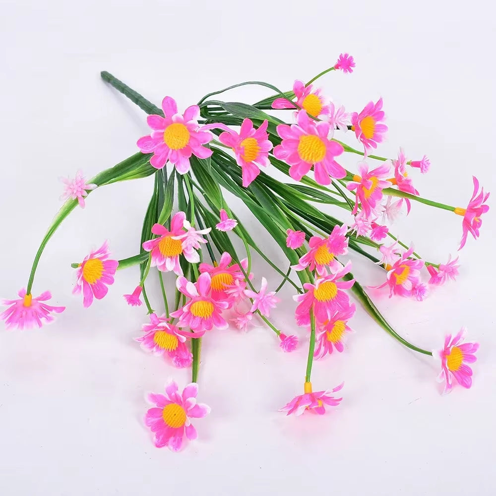 1 Bundles Outdoor Artificial Daisies Fake Flowers UV Resistant Shrubs, Hanging Plants Garden Porch Home Wedding Farmhouse Decor