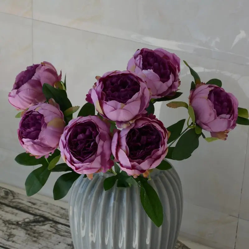 Silk Artificial Peony Bouquet Flowers Decoration 7 Heads Pink Blue Red White Artificial Fake Peonies Flowers Home Decor