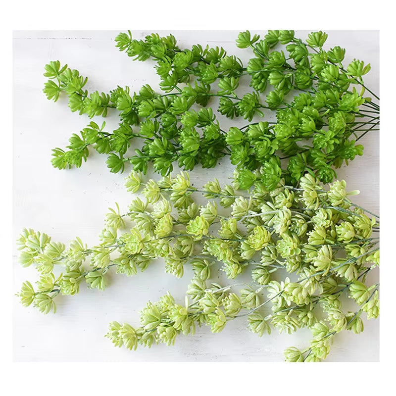 Artificial Succulents Wall Hanging Plant Vine Plastic Green Plant Pearl Lotus Rattan Garden Home Outdoor Decoration Flower