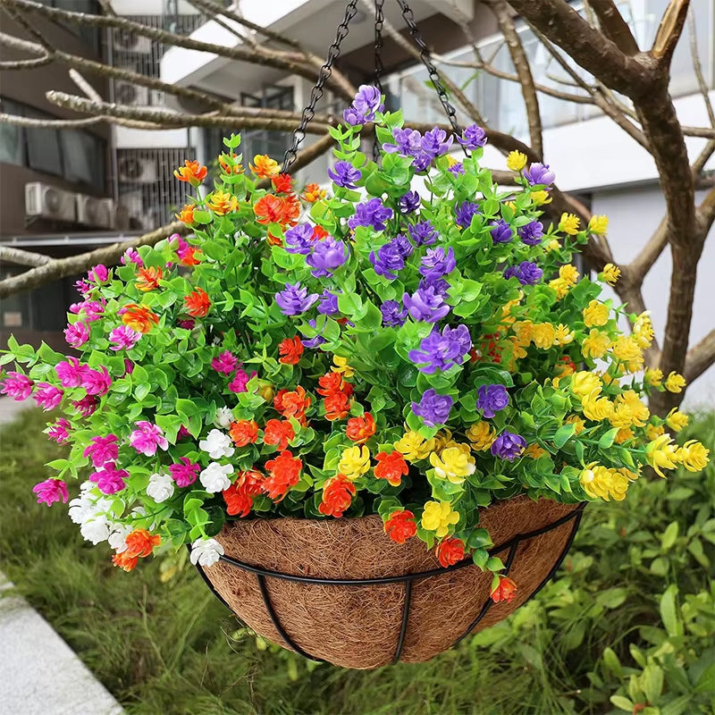 1 Bundle Outdoor Artificial Flowers UV Resistant Greenery Shrubs Plants Fake Flower Greenery for Office Wedding Garden Decor
