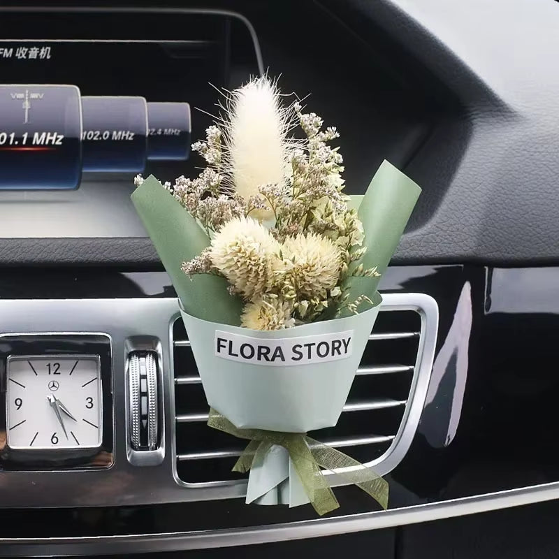 Creativity Dried Flowers Bouquet Car Perfume Air Vent Clip Mini Bouquet Eternal Flower Car Accessories Interior Ornament