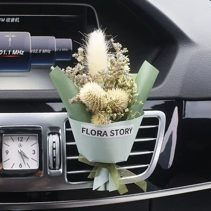 Creativity Dried Flowers Bouquet Car Perfume Air Vent Clip Mini Bouquet Eternal Flower Car Accessories Interior Ornament