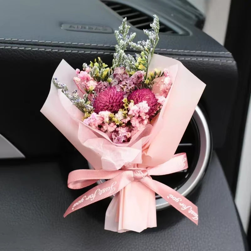 Creativity Dried Flowers Bouquet Car Perfume Air Vent Clip Mini Bouquet Eternal Flower Car Accessories Interior Ornament