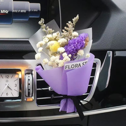 Creativity Dried Flowers Bouquet Car Perfume Air Vent Clip Mini Bouquet Eternal Flower Car Accessories Interior Ornament