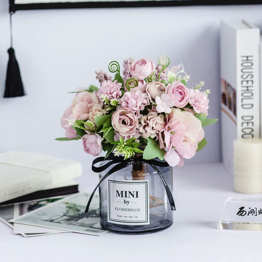Nordic Artificial Flower Rose Holding Wedding Bouquet Silk Flower for Home Party Table Decoration Fall Decorations Fake Flower